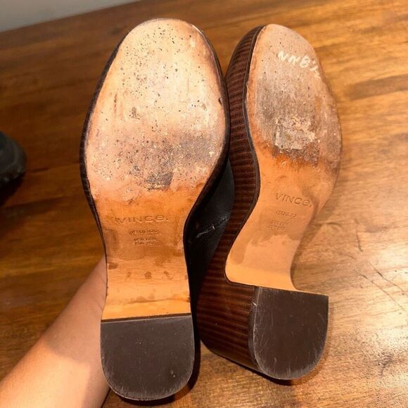 Vince Women's Black Navina Leather Platform Clog Mules Shoes - Picture 8 of 10